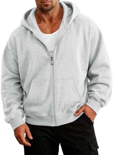 Men's Oversized Zip Up Hoodie Fleece Sweatshirts with...