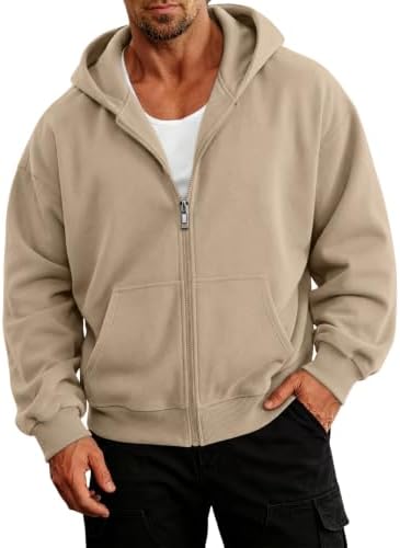 Men's Oversized Zip Up Hoodie Fleece Sweatshirts with...