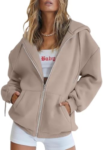 Women Zip Up Hoodies Oversized Sweatshirt Jacket 2026 Cute Y2k