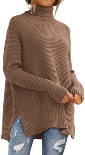 Womens Oversized Turtleneck Batwing Pullover Sweaters 2026...
