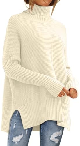 Womens Oversized Turtleneck Batwing Pullover Sweaters 2026...