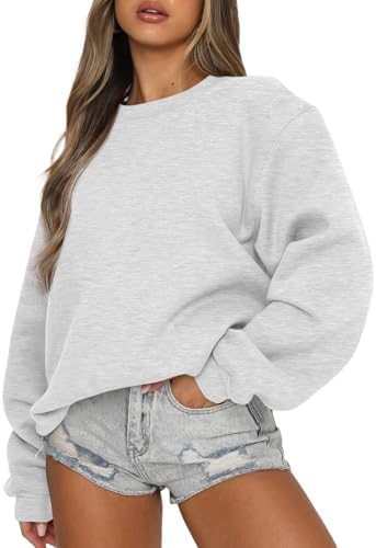 Womens Sweatshirts Oversized Crewneck Y2K Fleece Hoodies Grey