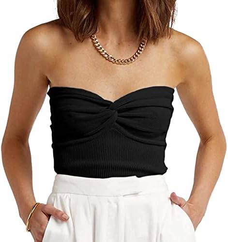 Womens Tube Tops Summer Tops Beach Vacation Outfits Black