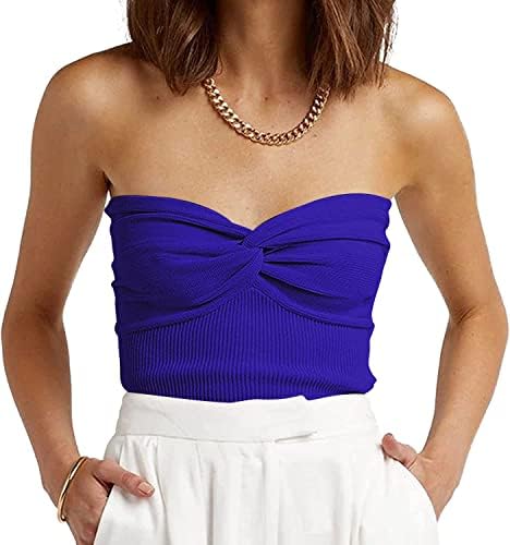 Womens Tube Tops Summer Tops Beach Vacation Outfits Blue