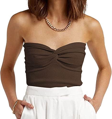 Womens Tube Tops Summer Tops Beach Vacation Outfits Coffee