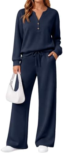 Womens Two Piece Lounge Sets Modal Blend Sweatsuits Fall...